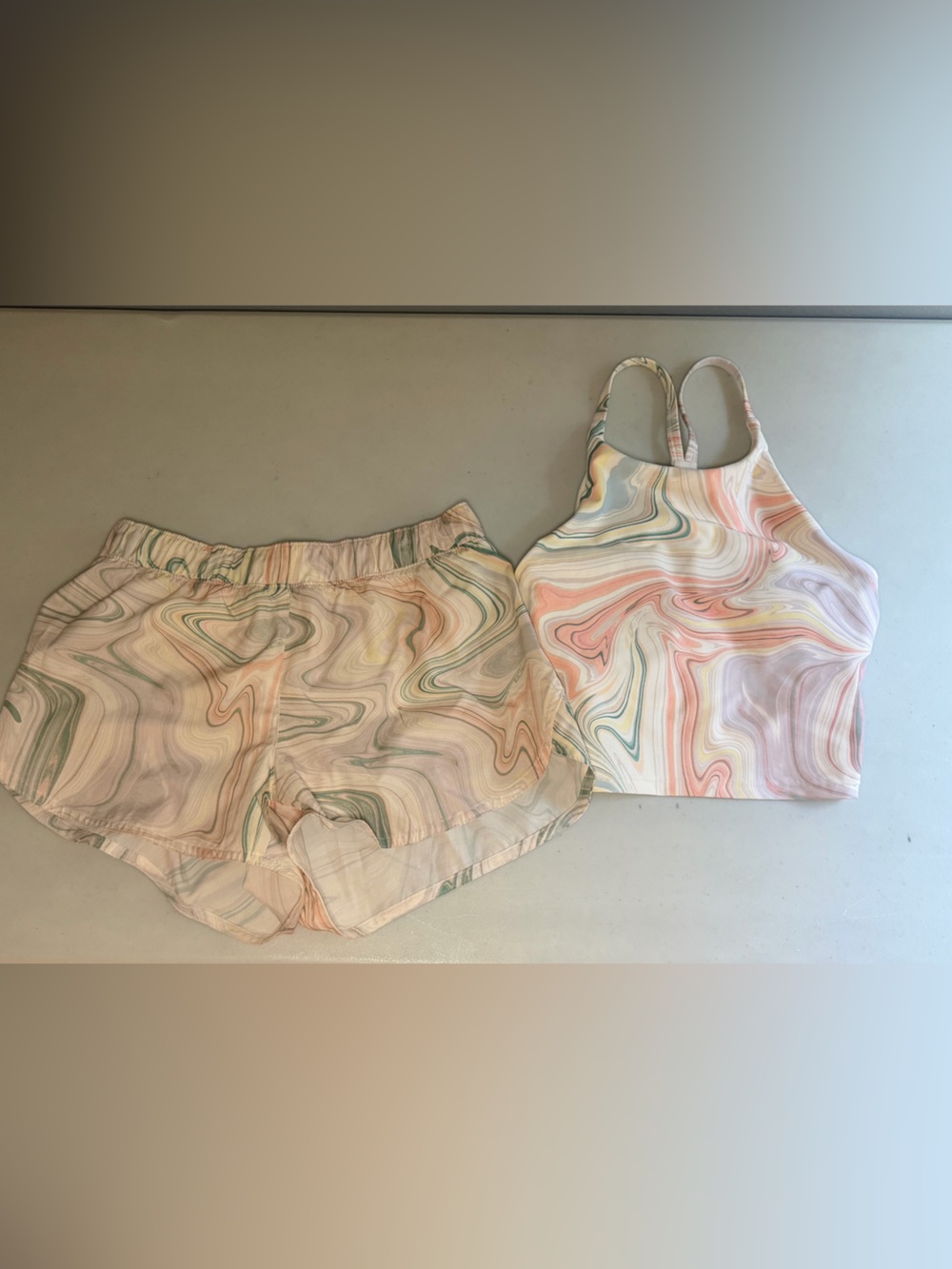 Old Navy Pastel Marble-Print Off-Shoulder Crop Top